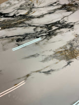 Danniella White Marble Top & Stainless Steel Accent Table - Ornate Home