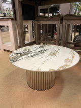 Danniella White Marble Top & Stainless Steel Accent Table - Ornate Home