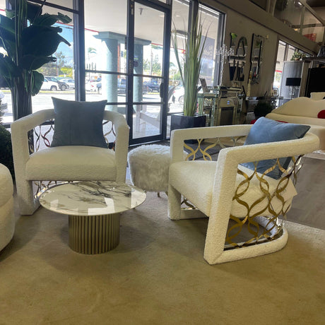 Danniella White Marble Top & Stainless Steel Accent Table - Ornate Home