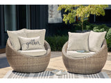 Danson Beige Outdoor Swivel Lounge Chair w/ Cushion (Set of 2) - Ornate Home