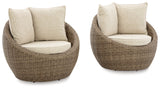 Danson Beige Outdoor Swivel Lounge Chair w/ Cushion (Set of 2) - Ornate Home