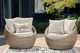 Danson Beige Outdoor Swivel Lounge Chair w/ Cushion (Set of 2) - Ornate Home