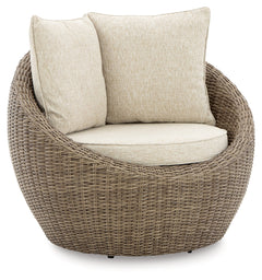 Danson Beige Outdoor Swivel Lounge Chair w/ Cushion (Set of 2) - Ornate Home