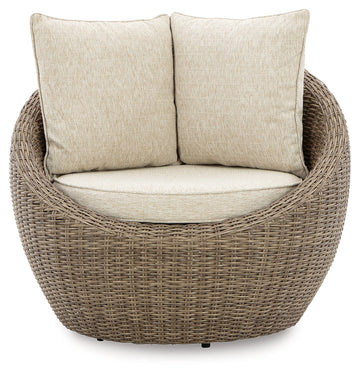 Danson Beige Outdoor Swivel Lounge Chair w/ Cushion (Set of 2) - Ornate Home