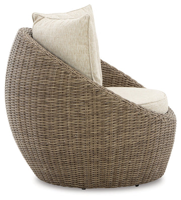 Danson Beige Outdoor Swivel Lounge Chair w/ Cushion (Set of 2) - Ornate Home