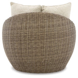 Danson Beige Outdoor Swivel Lounge Chair w/ Cushion (Set of 2) - Ornate Home