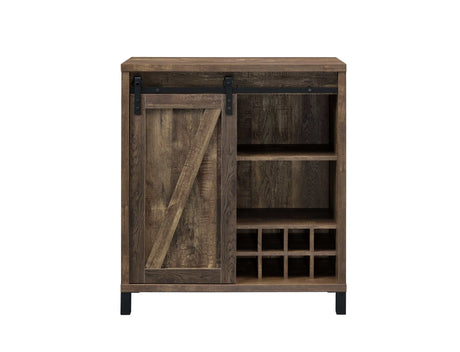 Danyal Rustic Oak Bar Cabinet w/ Sliding Door - Ornate Home