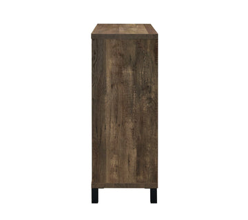 Danyal Rustic Oak Bar Cabinet w/ Sliding Door - Ornate Home