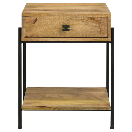Declan Natural Mango / Black Side Table - Ornate Home