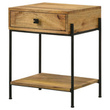 Declan Natural Mango / Black Side Table - Ornate Home