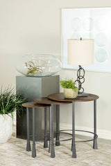Deja Natural / Gunmetal 3 Pc Nesting Table - Ornate Home