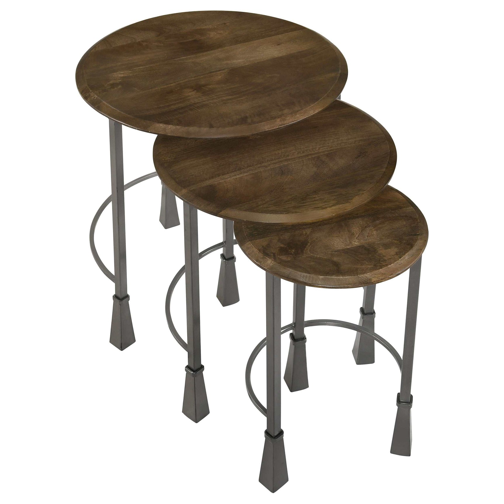 Deja Natural / Gunmetal 3 Pc Nesting Table - Ornate Home