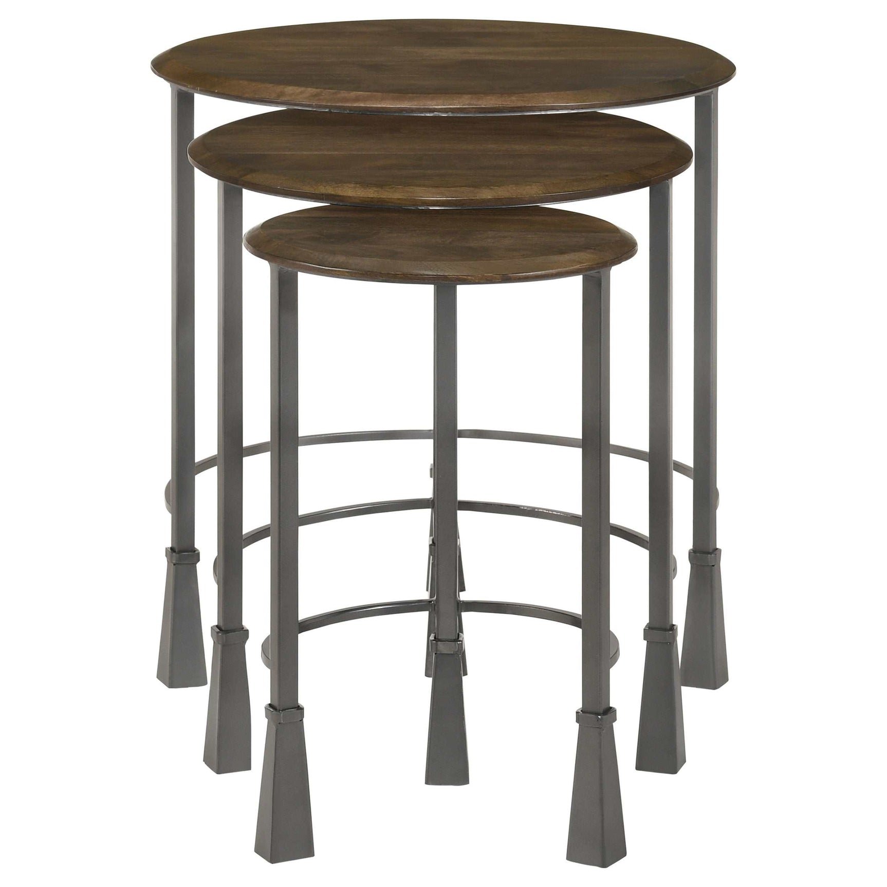 Deja Natural / Gunmetal 3 Pc Nesting Table - Ornate Home