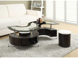 Delange Cappuccino & White 3pc Coffee Table & Stools Set - Ornate Home