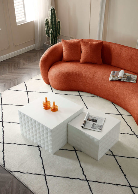 Delevan Modern 5-Seater Boucle Sofa Orange - Ornate Home