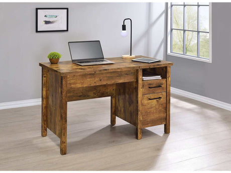 Delwin Antique Nutmeg Lift Top Office Desk w/ File Cabinet - Ornate Home