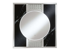Deon Silver And Black Square Wall Mirror w/ LED - Ornate Home