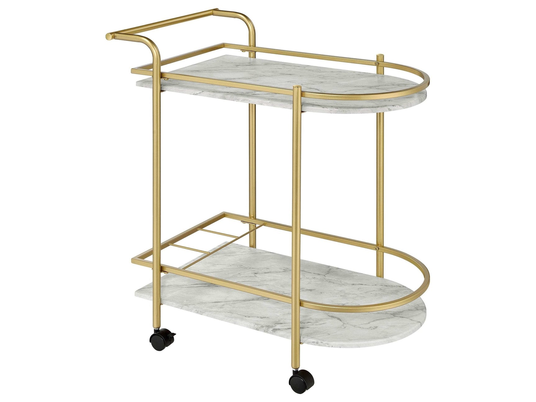 Desiree Faux White Marble / Gold Bar Cart - Ornate Home