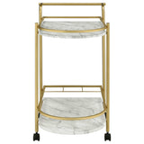 Desiree Faux White Marble / Gold Bar Cart - Ornate Home