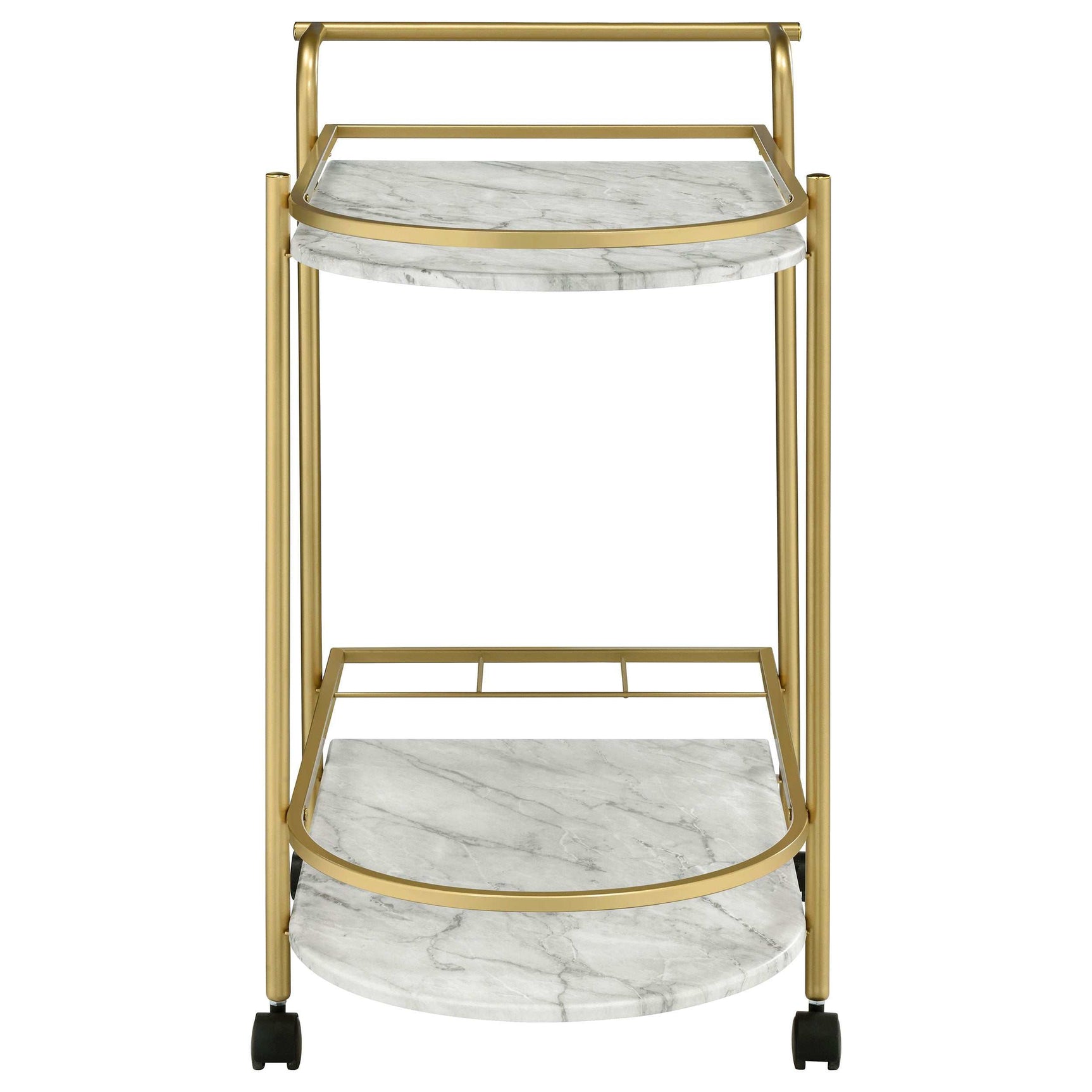 Desiree Faux White Marble / Gold Bar Cart - Ornate Home