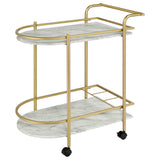Desiree Faux White Marble / Gold Bar Cart - Ornate Home