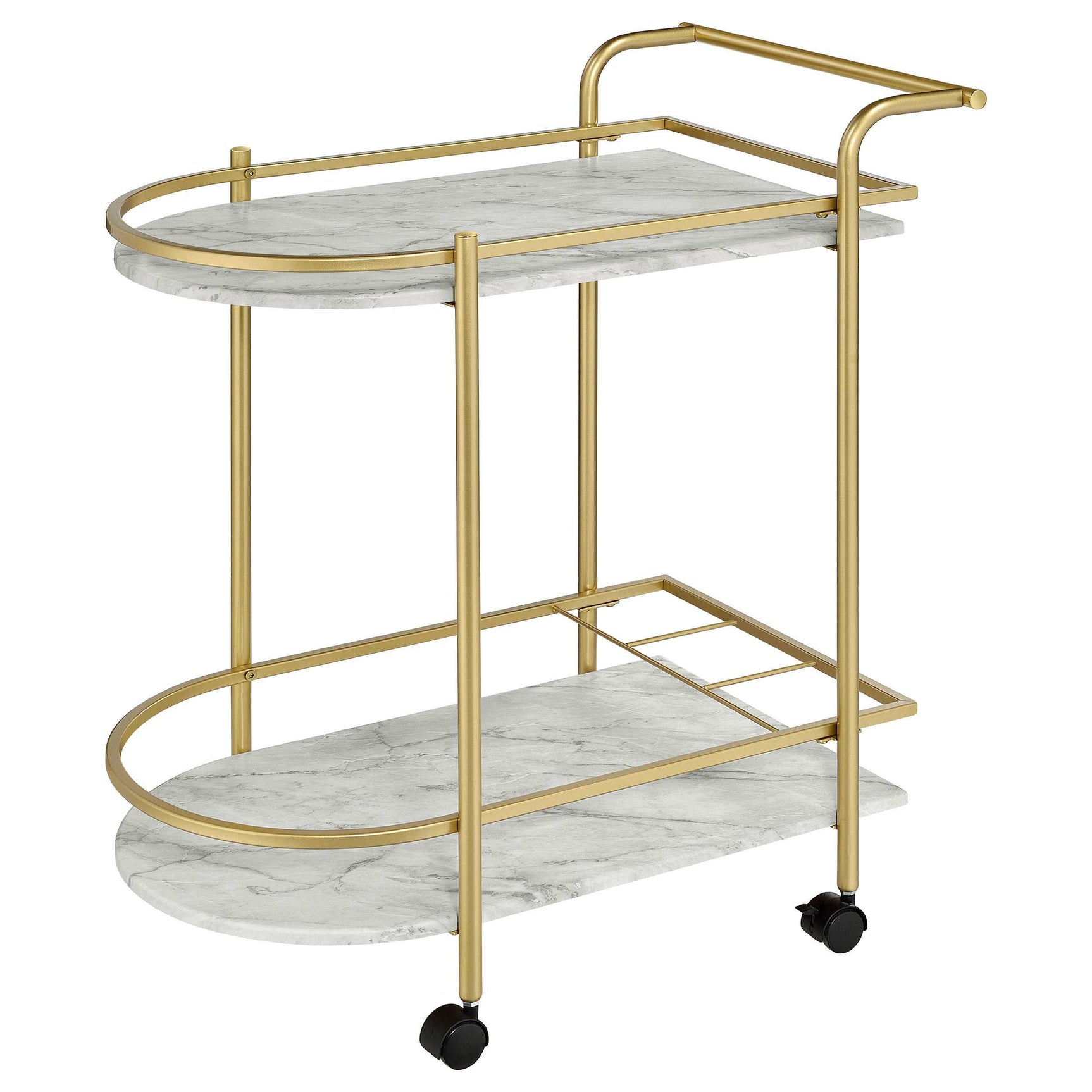 Desiree Faux White Marble / Gold Bar Cart - Ornate Home