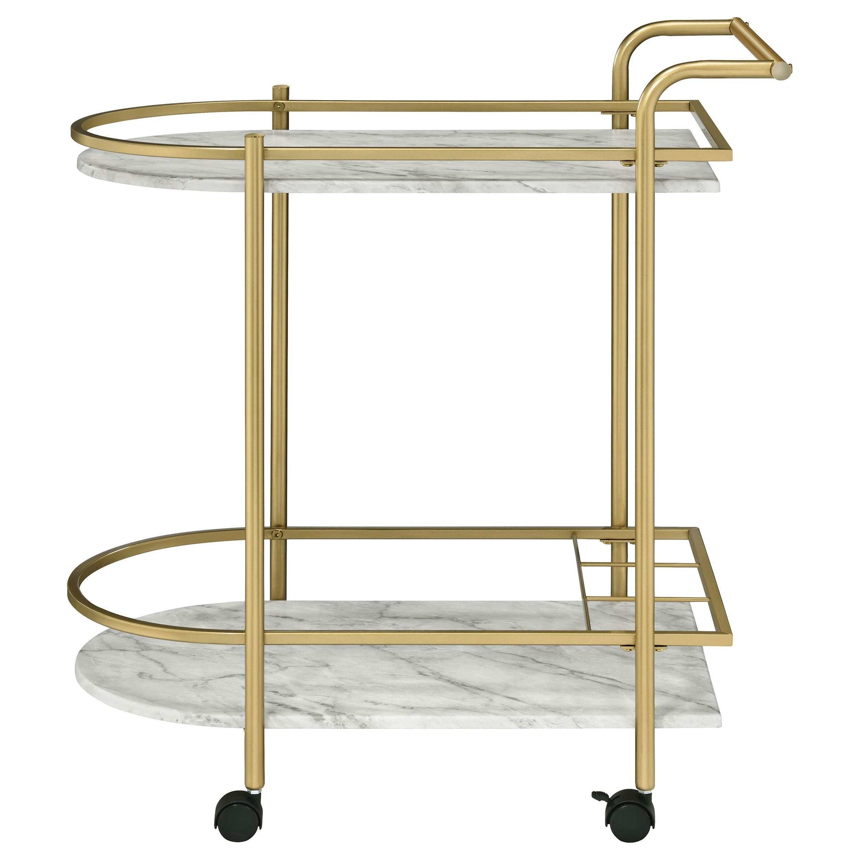 Desiree Faux White Marble / Gold Bar Cart - Ornate Home