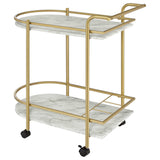 Desiree Faux White Marble / Gold Bar Cart - Ornate Home
