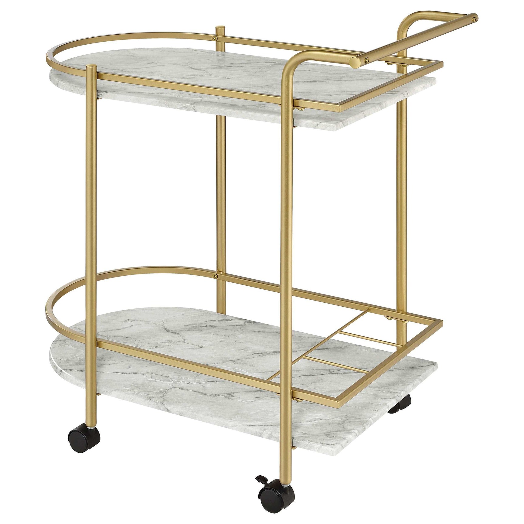Desiree Faux White Marble / Gold Bar Cart - Ornate Home