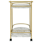 Desiree Faux White Marble / Gold Bar Cart - Ornate Home