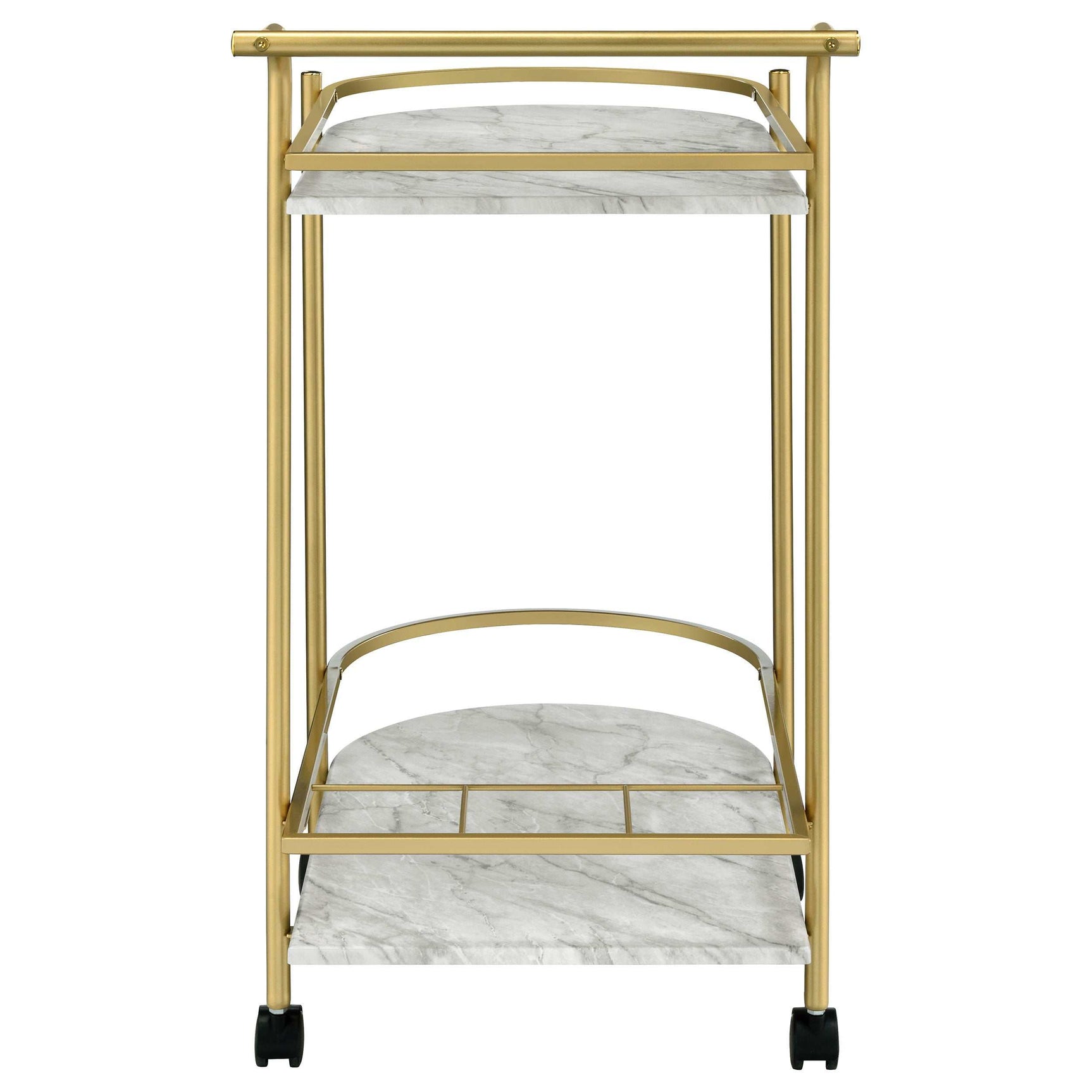 Desiree Faux White Marble / Gold Bar Cart - Ornate Home