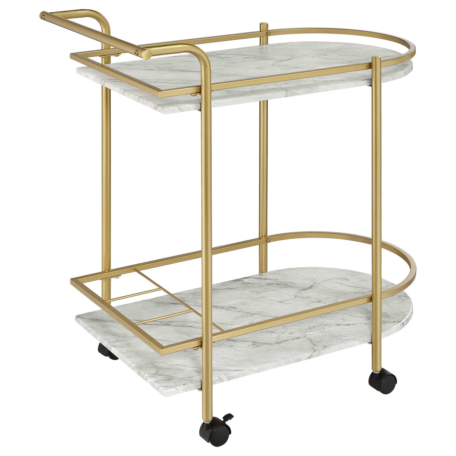 Desiree Faux White Marble / Gold Bar Cart - Ornate Home