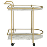 Desiree Faux White Marble / Gold Bar Cart - Ornate Home