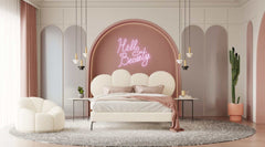 Destiny White Sherpa Bubble Platform Bed - Ornate Home