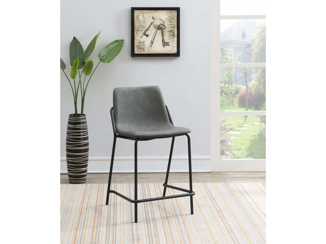 Devan Grey And Black Counter Height Stools (Set Of 2) - Ornate Home