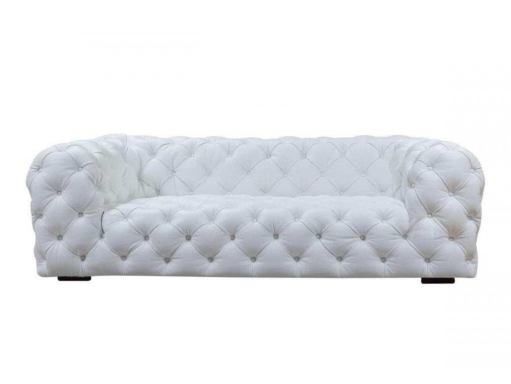 Dexter White Full Italian Leather 3 Seater Sofa - Ornate Home