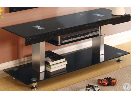 Dietrich Black & Chrome 60" TV Console: - Ornate Home