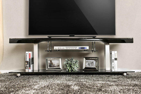 Dietrich Black & Chrome 60" TV Console: - Ornate Home