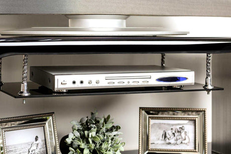 Dietrich Black & Chrome 60" TV Console: - Ornate Home