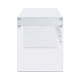 Dobrev Glossy White & Clear 2 Drawer Writing Desk - Ornate Home