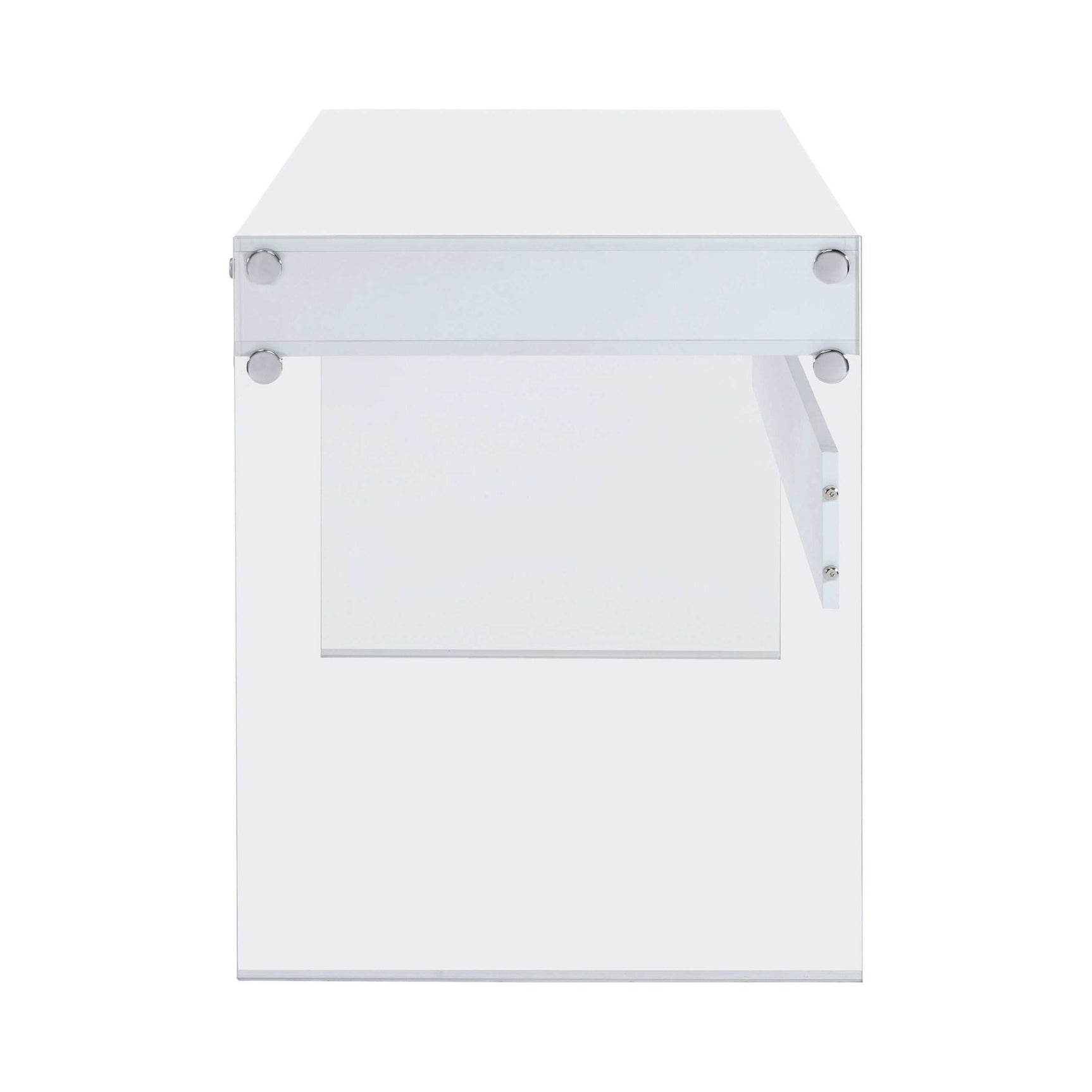 Dobrev Glossy White & Clear 2 Drawer Writing Desk - Ornate Home