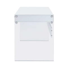 Dobrev Glossy White & Clear 2 Drawer Writing Desk - Ornate Home