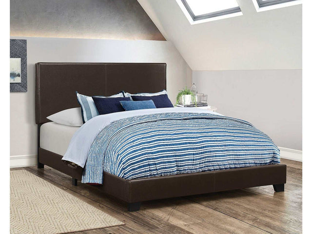 Dorian Brown Faux Leather California King Bed - Ornate Home