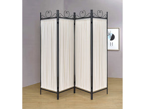 Dove Beige & Black 4pc Panel Screen - Ornate Home