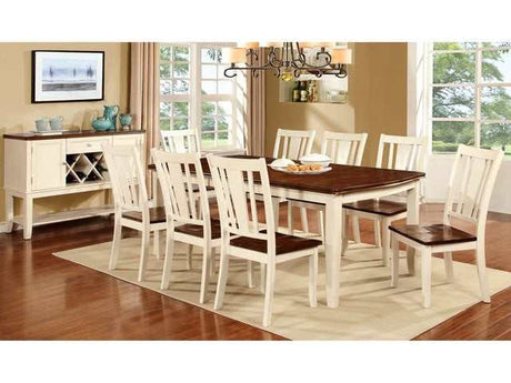 Dover Vintage White/Cherry Dining Table w/ 18" Leaf - Ornate Home