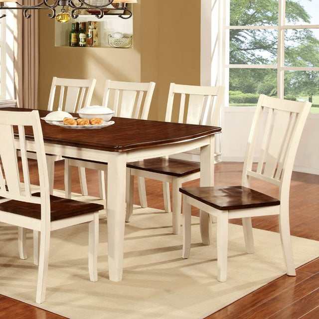 Dover Vintage White/Cherry Dining Table w/ 18" Leaf - Ornate Home