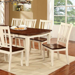 Dover Vintage White/Cherry Dining Table w/ 18" Leaf - Ornate Home