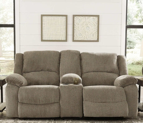 Draycoll Slate Manual Reclining Loveseat w/ Console - Ornate Home