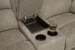 Draycoll Slate Manual Reclining Loveseat w/ Console - Ornate Home