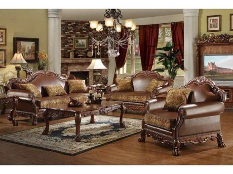 Dresden Brown/Cherry Oak 3-Piece Living Room Set - Ornate Home